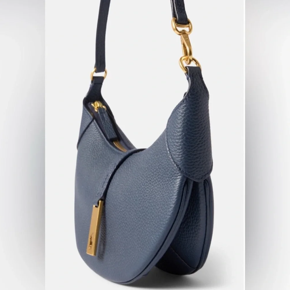 Ralph Lauren Polo Leather Mini Shoulder Bag Navy Blue Marine ID Bag - Picture 2 of 10